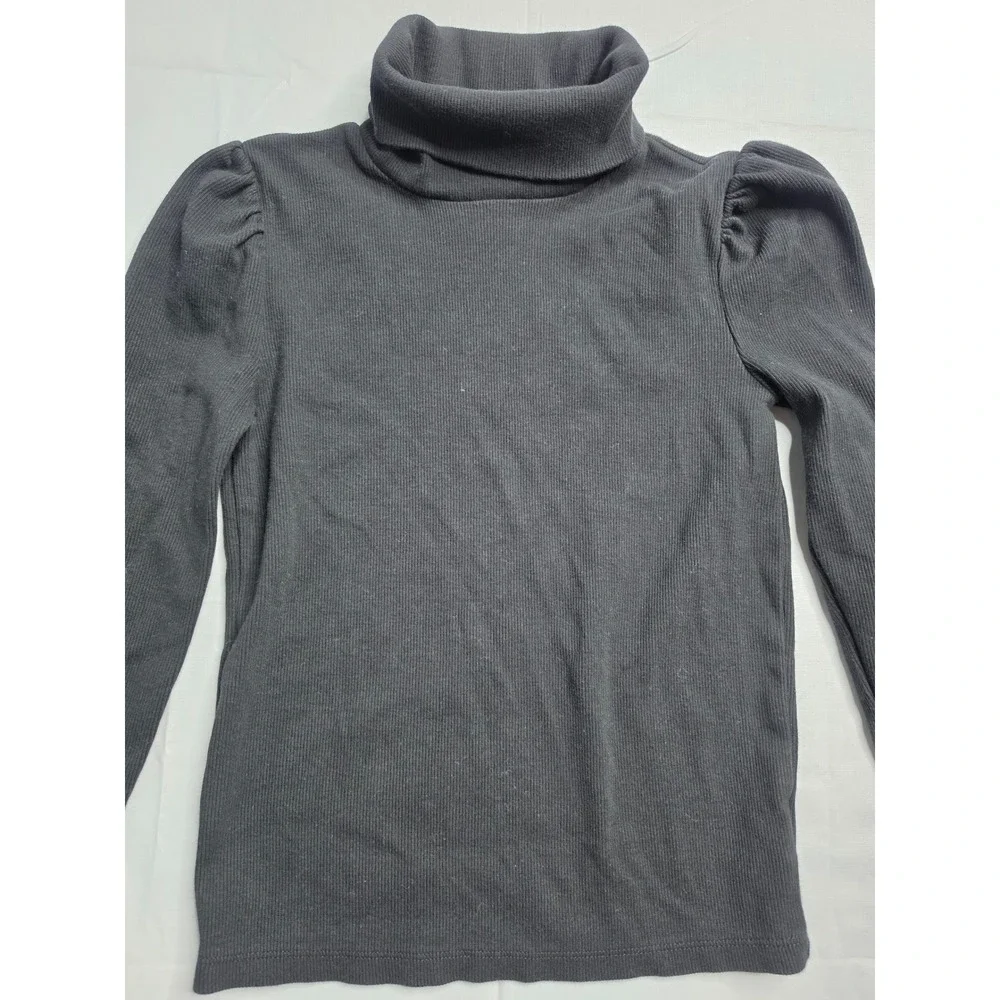 Gap Sweater Kids Medium 8-9 Black Ribbed Knitted Easy Fit Long Sleeve Turtleneck